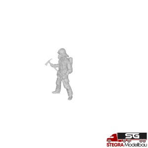 1:87 – 3D Druck – Figur Feuerwehrmann mit Atemschutz und Axt