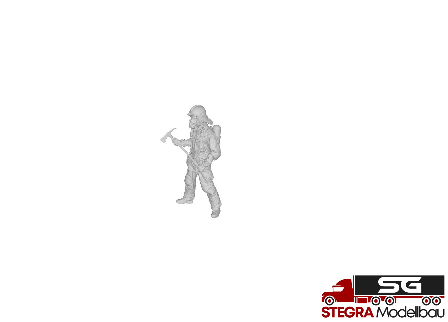 1:87 - 3D Druck - Figur Feuerwehrmann mit Atemschutz und Axt